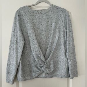 LOFT Gray Twist-Front Top